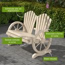 Panchina da Giardino 108x66x95 cm Stile Country con Braccioli a Ruota in Legno Naturale      