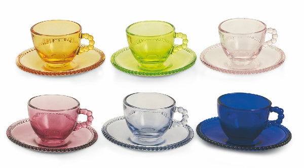 online Ensemble de 6 tasses à café en verre multicolore VdE Tivoli 1996