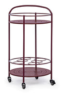 Carrello da Cucina 45x81 cm con Portabottiglie e Ruote in Acciaio Bordeaux