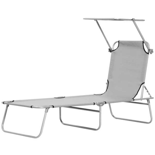 acquista Lettino Prendisole da Giardino Pieghevole 187x58x36 cm in Metallo e Tessuto Oxford Grigio Chiaro
