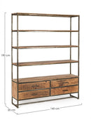 Libreria 4 Ripiani 4 Cassetti 145x35x190h cm Elmer 