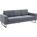 Divano 3 Posti con Cuscini in Tessuto di Lino Grigio scuro 200x82x78 cm 