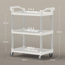 Carrello Portavivande 3 Livelli 88x44x93 cm Bianco e Argento  
