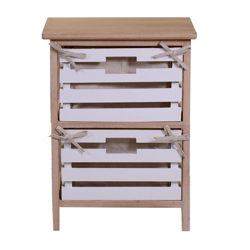 Cassettiera 2 Cassetti in Legno 35x27x47cm Arianna Naturale e Bianca