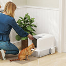 Lettiera per Gatti Chiusa 40,5x60,5x41,5 cm con Vassoio in Acciaio in PP Bianco e Argento  