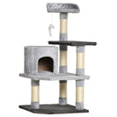 Albero Tiragraffi per Gatti di 3 livelli con Topolino Grigio 48x48x100 cm 