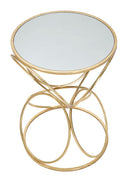 Tavolinetto Circly Ø38x53 cm in Ferro e Specchio Oro e Argento