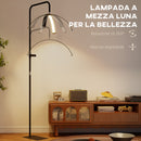 Lampada da Terra LED con Testa a Mezza Luna 77,5x20,5x136-186 cm Temperatura Colore Regolabile Telecomando Nero      