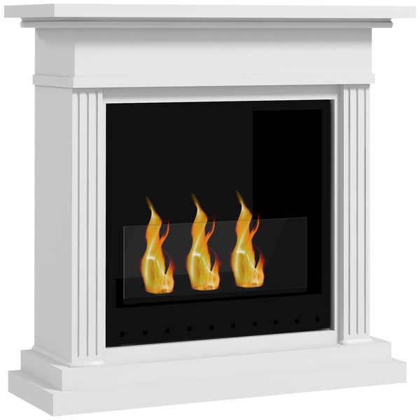 acquista Camino a Bioetanolo da Pavimento 76x28x76 cm Bruciatore 0,4L Bianco