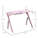 Scrivania da Gaming 110x59x75 cm in MDF e Metallo Rosa