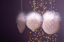 Set 4 Palline Decorative per Albero di Natale con Piume Ø10 cm Rosa/Champagne