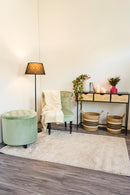 Pouf Poggiapiedi Contenitore Ø55x55 cm in Velluto Soriani Verde Tiffany