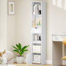Scaffale Libreria 30x24x158 cm a 4 Ripiani Aperti con Armadietto e Cassetto in Legno Bianco      