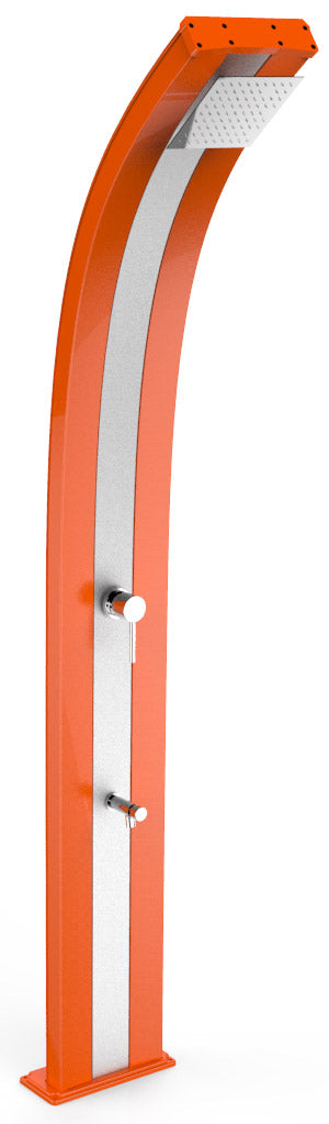 acquista Doccia Solare da Esterno Giardino 40L Miscelatore e Lavapiedi Arkema Dada Fascia Inox Arancio