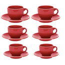 Set 6 Tazzine da Caffè con Piattino 8x5xh6,5 cm in Gres Porcellanato Otello Rosso