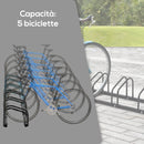 Rastrelliera Porta Biciclette 6 Posti 179x33x27 cm in Acciaio Nero