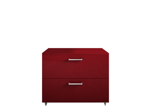 Commode Mobile 2 Tiroirs Soft Close en Bois en Mélamine 70x52x57cm TFT Samoa Rouge acquista