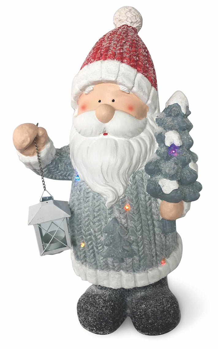 Pupazzo Babbo Natale Luminoso 5 Led in Magnesia H58 cm Soriani Grigio