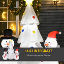 Albero di Natale Gonfiabile H185 cm con Pupazzi di Neve Bianco