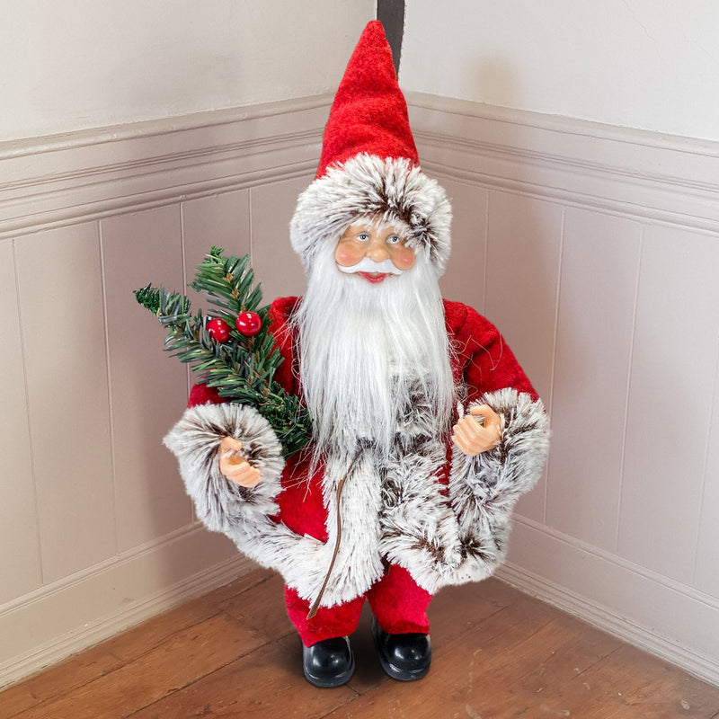 Pupazzo Babbo Natale H30 cm Rosso e Grigio