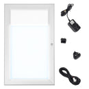 Bacheca con Apertura a Battente 30,1x48,7x2,3 cm in Alluminio con Led Silver