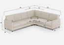 Divano Angolare 6 Posti 281x221x85 cm Karay in Tessuto Latte