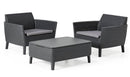Set Tavolino e 2 Poltrone da Giardino Effetto Rattan Keter Salemo Balcony Antracite