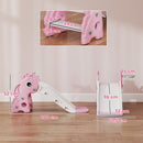 Scivolo per Bambini 1-3 Anni 106x51,5x52 cm con Scaletta Canestro da Basket e Pallone Design Giraffa in PP e PE Rosa      