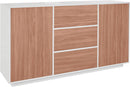 Credenza 2 Ante + 3 Cassetti 160x41,4x86 cm Bloom Bianco Lucido e Noce