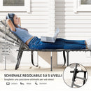 Sdraio da Giardino Pieghevole 60x190x31 cm Reclinabile a 5 Livelli con Tavolino Laterale e Tasca Crema   