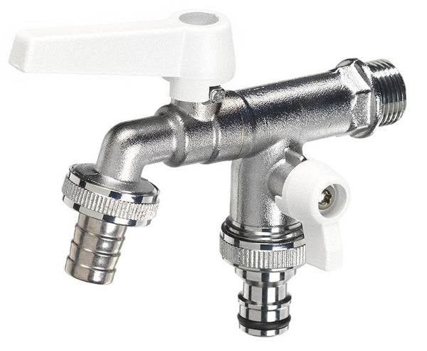 Robinet à bille double pour fontaine de jardin avec leviers colorés Belfer RUB/027 Blanc acquista