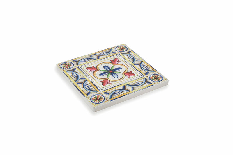 Set 6 Sottobicchieri Quadrati in Ceramica Fondo in Sughero 10x10 cm VdE Tivoli 1996 Costiera