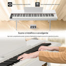 Tastiera Musicale Pianoforte Elettrico 88 Tasti Standard con 880 Timbri 600 Ritmi e Pedaliera Bianco      