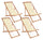 Set 4 Sedie Sdraio Reclinabile Pieghevole 60x106x88 cm in Legno Relax Noemi Ecru’