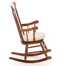 Sedia a Dondolo in Legno Massello con Cuscino Sam Beige