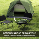 Tenda da Campeggio per 3 Persone Impermeabile 200x200x135H cm Impermeabile con Tasca e Gancio per Lanterna Verde   