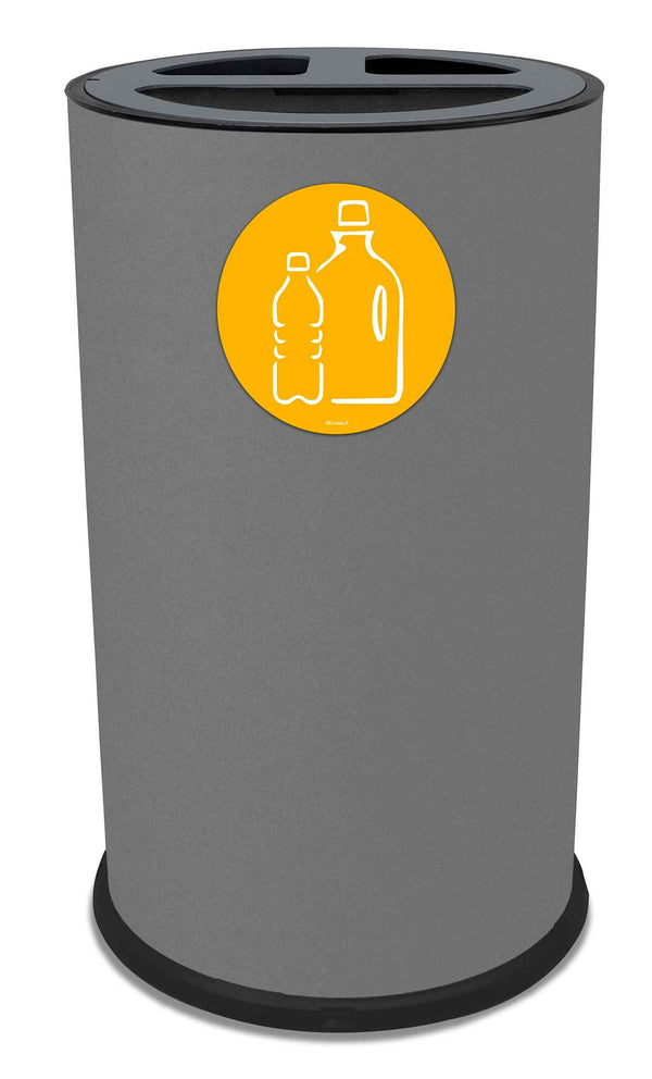 acquista Pattumiera Per Raccolta Differenziata Ø 35x50 cm In Acciaio Verniciato 3 Scomparti Grigio