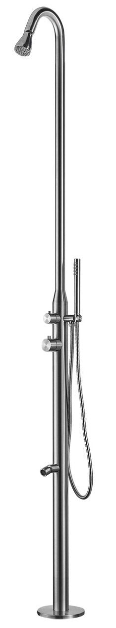 online Douche de jardin 228x18x17,5 cm avec pommeau de douche Sined Stintino en acier inoxydable et douchette lave-pieds