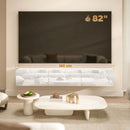 Mobile Porta TV fino a 82" Sospeso con 3 Armadietti a Ribalta e Ante Soft Close Bianco Lucido      