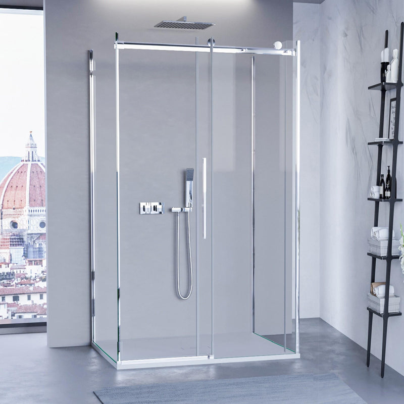 Box Doccia 3 Lati 1 Anta Scorrevole in Cristallo Trasparente 8mm H195 Bonussi Alina Varie Misure