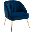 Poltroncina da Camera 65x64x77 cm In Poliestere effetto Velluto Blu Scuro