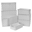 Set 7 Scatole in poliestere bianco rettangolare con manici in metallo 