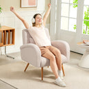 Poltrona per Salotto Moderna 77x77x83 cm con Cuscino Lombare Sfoderabile in Tessuto Teddy Beige   