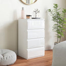 Cassettiera 40x35x74 cm 4 cassetti Salvaspazio in Legno Bianco Lucido      