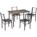 Tavolo da Pranzo con 4 Sedie in MDF e Metallo Marrone e Nero