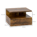 Set 2 Comodini Sospesi per Camera da Letto 35x32x22,5 cm con Cassetto in Legno Marrone  