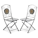 Set 2 Sedie da Giardino Pieghevoli in Ferro con Mosaico Musa