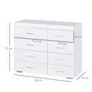 Cassettiera per Casa e Ufficio in Legno Bianco 90x35x73 cm 