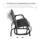 Dondolo 3 Posti da Giardino 151x75x85 cm in Metallo e Textilene Nero