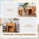 Tavolo Pieghevole da Pranzo 5 Persone 84x180x100 cm in Truciolato e Acciaio color Legno